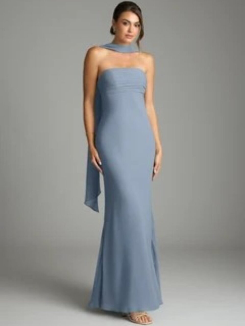 Azazie Dusty Blue Saylor - Mermaid Strapless Chiffon Dress